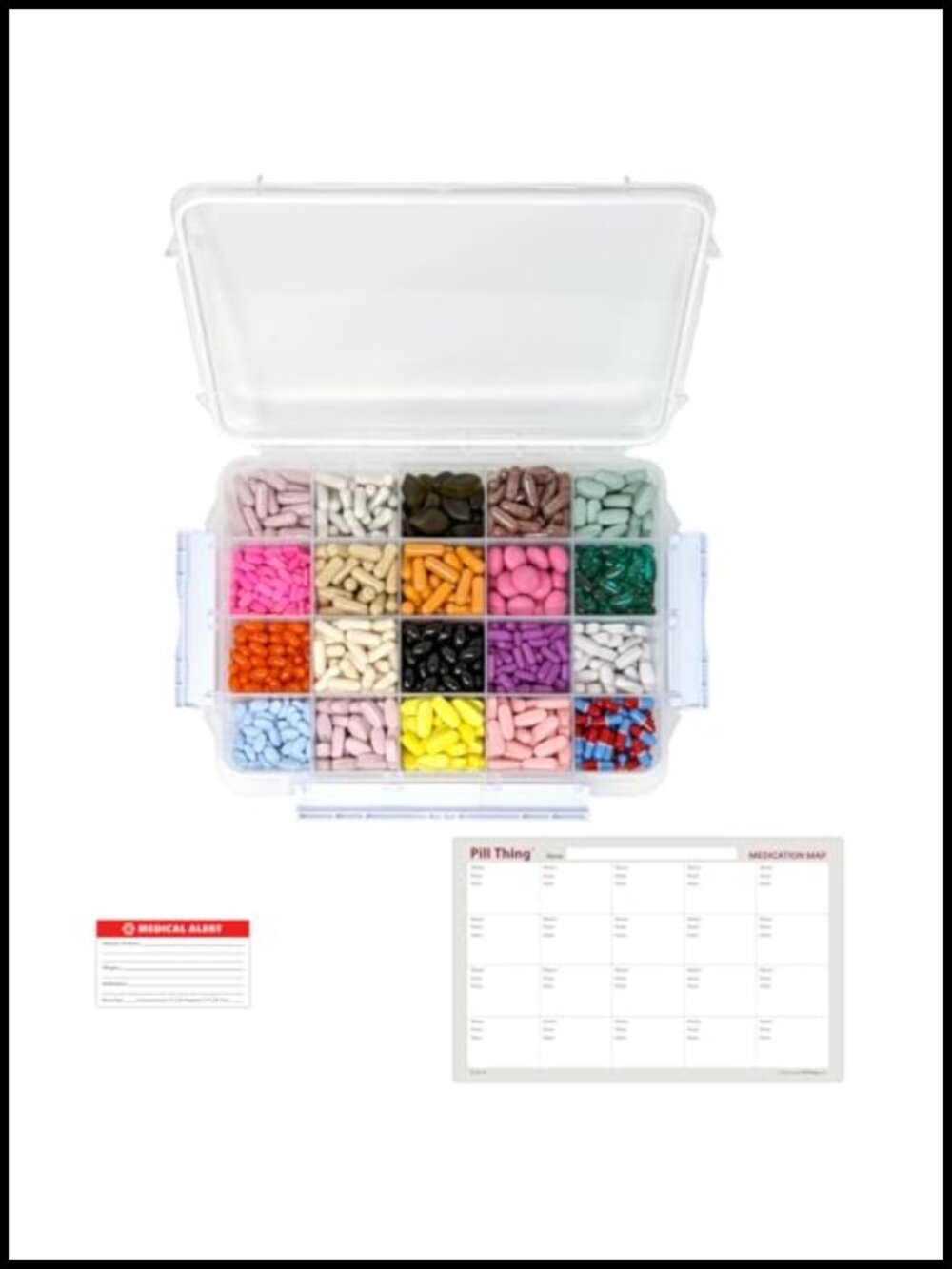 Large 20 Compartment Airtight Waterproof Plastic Pill Organizer Case with